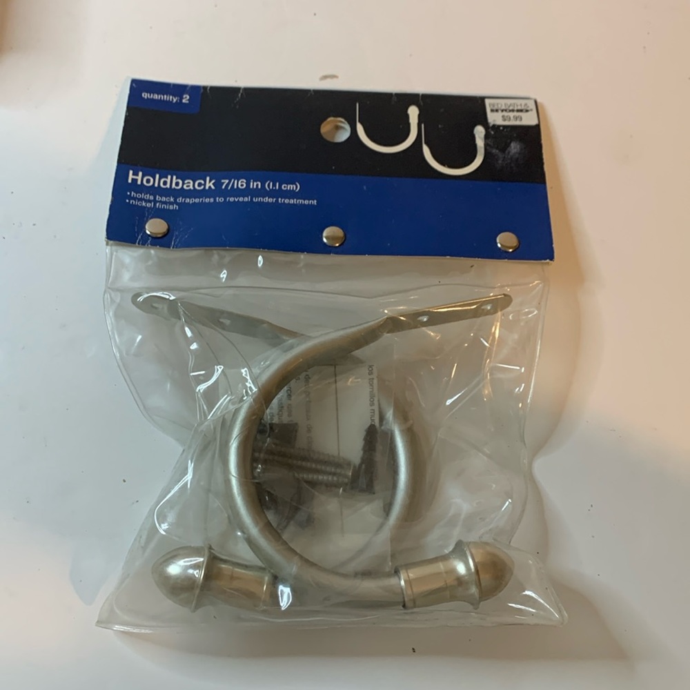 Drapery Hold Backs 7/16 inch Nickel Finish New
